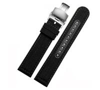 BHMIRUI Correa de reloj de lona de nailon compatible con Seiko No. 5 PROSPEX SRPC31J1 SSC295J1 Correa de reloj Citizen Tissot 21 mm 22 mm Pulsera for deportes al aire libre(Black-silver B,22mm)