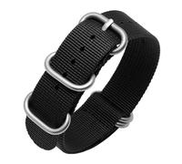 BHMIRUI Correa de reloj de nailon extendida de lona, pulsera con hebilla de bucle for deportes al aire libre, resistente al agua, 18mm, 20mm, 21mm, 22mm, 23mm y 24mm, correa de reloj for hombre(Blac