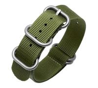 BHMIRUI Correa de reloj de nailon extendida de lona, pulsera con hebilla de bucle for deportes al aire libre, resistente al agua, 18mm, 20mm, 21mm, 22mm, 23mm y 24mm, correa de reloj for hombre(Gree