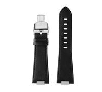 BHMIRUI Correa de reloj de piel de vaca Compatible con la serie Tissot PRX 1853 Correa T137.407 T137.410 serie 26X12 mm Correa elevada Accesorios for relojes for hombres(B black Folding)