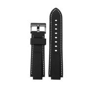 BHMIRUI Correa de reloj de silicona deportiva 24 * 16 mm compatible con Timex E-tide Compass T2N720 T2N721 TW2T76300/6500 pulsera de goma impermeable correa convexa(Black white black)