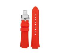 BHMIRUI Pulsera de silicona Compatible con Casio MWA-100H Serie MWD-100H Correa de reloj de silicona con boca convexa impermeable modificada for hombre(Red silver)