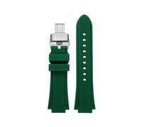 BHMIRUI Pulsera de silicona Compatible con Casio MWA-100H Serie MWD-100H Correa de reloj de silicona con boca convexa impermeable modificada for hombre(Green silver)