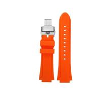 BHMIRUI Pulsera de silicona Compatible con Casio MWA-100H Serie MWD-100H Correa de reloj de silicona con boca convexa impermeable modificada for hombre(Orange silver)