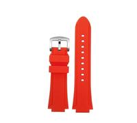 BHMIRUI Pulsera de silicona Compatible con Casio MWA-100H Serie MWD-100H Correa de reloj de silicona con boca convexa impermeable modificada for hombre(Red silver pin)