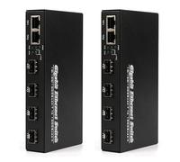 Bhnjyred Convertidor de Medios Gigabit para instalaciones de Fibra y 2 RJ45 | LEDs en cada puerto para instalación y diagnóstico; diseño compacto, entrada 220 V CA y enchufe UE, ideal para racks.