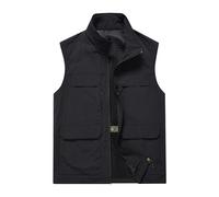 Bhnyku Chaleco de trabajo para hombre, chaleco de pesca informal con múltiples bolsillos, chaleco deportivo de tallas grandes, chaleco deportivo transpirable, chaleco de trabajo, chaqueta de ocio sin