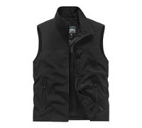 Bhnyku Chaleco de trabajo para hombre, sin mangas, chaqueta de trabajo para exteriores, cuello alto, chaleco de fotografía, monocolor, informal, chaleco de pescador, clásico, chaleco de ocio, chaqueta