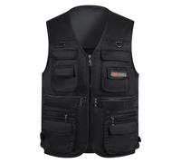 Bhnyku Chaleco de trabajo para hombre, varios bolsillos, chaleco de fotografía, chaleco versátil para hombre, chaleco de pesca informal con cremallera, chaleco para exteriores, chaleco funcional sin