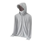 Bhnyku Chaqueta con capucha con cremallera Sun para hombre, protección UV, UPF 50+, camiseta de manga larga con máscara y orificio para el pulgar, protección solar, chaqueta funcional transpirable