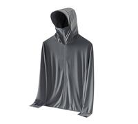 Bhnyku Chaqueta con capucha con cremallera Sun para hombre, protección UV, UPF 50+, camiseta de manga larga con máscara y orificio para el pulgar, protección solar, chaqueta funcional transpirable