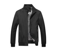 Bhnyku Chaqueta de entretiempo para hombre, informal, chaqueta para exteriores con bolsillos, monocolor, cremallera, chaqueta delgada, cuello alto, chaqueta de aviador, tallas grandes, ropa exterior
