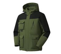 Bhnyku Chaqueta de esquí para hombre con cremallera, chaqueta con capucha, chaqueta de invierno, cortavientos, chaqueta impermeable con bolsillos, chaqueta de senderismo con capucha, tallas grandes