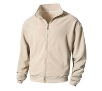 Bhnyku Chaqueta de forro polar para hombre, monocolor, chaqueta de forro polar, chaqueta de invierno de terciopelo de doble cara, con cremallera, cuello alto, chaqueta de felpa, abrigo de invierno
