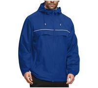 Bhnyku Chaqueta troquelada para hombre, resistente al viento, chubasquero con capucha, impermeable, chaqueta softsheli, chaqueta con capucha, chaqueta monocolor, chaqueta de senderismo con bolsillos
