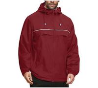 Bhnyku Chaqueta troquelada para hombre, resistente al viento, chubasquero con capucha, impermeable, chaqueta softsheli, chaqueta con capucha, chaqueta monocolor, chaqueta de senderismo con bolsillos