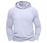 Bhnyku Sudadera con capucha para hombre, informal, monocolor, transpirable, de manga larga, con capucha, delgada, deportiva, de manga larga, para exteriores, ropa de calle, Blanco, L