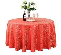 BHOMTY Mantel Jacquard Redondo Protege y Decora la Mesa Adecuado para el hogar, Hotel Restaurante, Banquete de Boda, reunión de Oficina Rojo Brillante Diámetro 200 cm