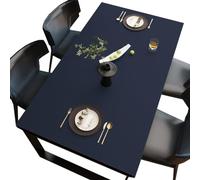 BHOMTY Mantel PU,Antiincrustante y Antideslizante,Adecuado para Mesa de Comedor, Mesa de Oficina, Mesa de café, fácil de Limpiar Azul Oscuro 70x160cm