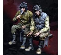 Bhowsa 1/35 Kit de Modelo de Resina de Soldado de Tanque soviético de la Segunda Guerra Mundial sin Pintar ni ensamblar (2 Personas, sin Tanque) //p9O4lj11