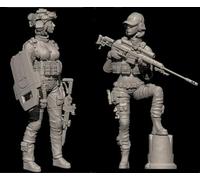 Bhowsa 1/35 Kit de Modelo de Resina de Soldado Femenino de Ciencia ficción sin Pintar ni ensamblar (2 Personas) //F9s7lj41