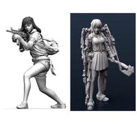 Bhowsa 1/35 Kit de Modelo de Resina de Soldado Femenino de Ciencia ficción sin Pintar ni ensamblar (2 Personas) //F9s7lj11