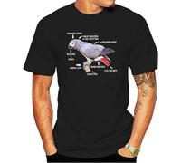 BHPLXJQMV Anatomy of an African Grey Parrot - Bird Lover T-Shirt Black