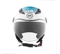 BHR Casco de Moto Demi-Jet para Niño, 838 CHILDREN, Casco de Scooter para Niños/Niñas, Homologación ECE 22.06, Visera Resistente a los Arañazos y Desbloqueo Micrométrico, Sea, M