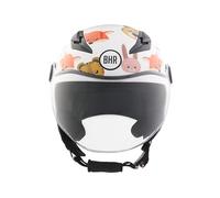 BHR Casco de Moto Demi-Jet para Niño, 838 CHILDREN, Casco de Scooter para Niños/Niñas, Homologación ECE 22.06, Visera Resistente a los Arañazos y Desbloqueo Micrométrico, Animals, L