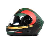 BHR Casco de moto integral con doble visera 814 Ride | Casco de moto Certificado ECE con doble visera anti-rayas | GREEN STORM (MATE) | XL