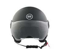 BHR Casco Demi-Jet 835 Special - Casco Scooter Homologado ECE 22.06 con Visera Tipo Gafa Antiarañazos - Cierre Micrométrico y Almohadillas Desmontables - Negro Mate XL