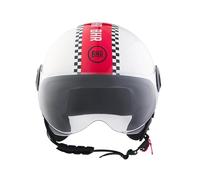 BHR Casco Demi-Jet 835 SPECIAL - Casco Scooter Homologado ECE 22.06 con Visera Tipo Gafa Antiarañazos - Cierre Micrométrico y Almohadillas Desmontables - Red Rush M