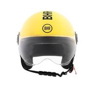 BHR Casco Demi-Jet 835 Special - Casco Scooter Homologado ECE 22.06 con Visera Tipo Gafa Antiarañazos - Cierre Micrométrico y Almohadillas Desmontables - BHR Yellow Mate XL