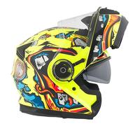 BHR Casco Modular de Moto 836 FLIP-UP, Casco Abierto homologado ECE 22.06 con Pantalla Solar, Doble Visera Resistente a los Arañazos y Desbloqueo Micrométrico, Zombie Yellow, XS