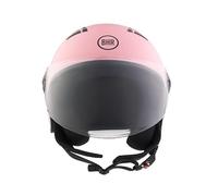 BHR Casco Moto Demi-Jet 834 FLOW - Casco Scooter Verano Homologado ECE 22.06 con 16 Puntos de Ventilación - Casco Moto Abierto con Visera Anti Rayas y Desbloqueo Micrométrico - Rosa Mate, S