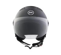 BHR Casco Moto Demi-Jet 834 FLOW - Casco Scooter Verano Homologado ECE 22.06 con 16 Puntos de Ventilación - Casco Moto Abierto con Visera Anti Rayas y Desbloqueo Micrométrico - Negro Metalizado, L