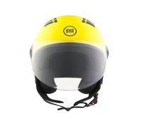 BHR Casco Moto Demi-Jet 834 FLOW - Casco Scooter Verano Homologado ECE 22.06 con 16 Puntos de Ventilación - Casco Moto Abierto con Visera Anti Rayas y Desbloqueo Micrométrico - Amarillo Mate, S