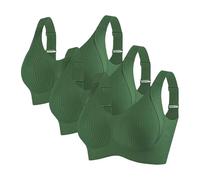 BHS Damen Ohne Bügel Komfort Nahtlos BH Set 3er Pack Sport BH Gepolstert für Alltag Yoga Große Brüste Unterwäsche Push Up mit Verstellbarem Bustier Starker Halt Trainings Schlaf BHS, Armeegrün, L
