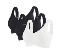 BHS Damen Ohne Bügel Komfort Nahtlos BH Set 3er Pack Sport BH Gepolstert für Alltag Yoga Große Brüste Unterwäsche Push Up mit Verstellbarem Bustier Starker Halt Trainings Schlaf BHS, dorado, XXX-Large