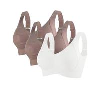 BHS Damen Ohne Bügel Komfort Nahtlos BH Set 3er Pack Sport BH Gepolstert für Alltag Yoga Große Brüste Unterwäsche Push Up mit Verstellbarem Bustier Starker Halt Trainings Schlaf BHS, beige, M
