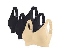 BHS Damen Ohne Bügel Komfort Nahtlos BH Set 3er Pack Sport BH Gepolstert für Alltag Yoga Große Brüste Unterwäsche Push Up mit Verstellbarem Bustier Starker Halt Trainings Schlaf BHS, blanda., XXL
