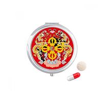 Bhutan National Emblem país Travel bolsillo píldora caso medicina dispensador espejo regalo caja de almacenamiento