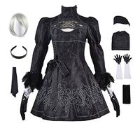 bi bi hou Automata 2B Cosplay con Peluca Disfraz de Nier 2B Costume Completo Yorha 2B Vestido Gótico Negro Navidad Halloween Carnaval Fiesta Etapa Rendimiento Anime Disfraces para Adultos