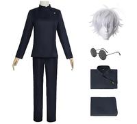 bi bi hou Disfraz de Gojo Satoru con Peluca Anime Jujutsu Kaisen Costume Satoru Gojo Cosplay Uniforme Escolar Navidad Halloween Carnaval Fiesta Traje para Adultos