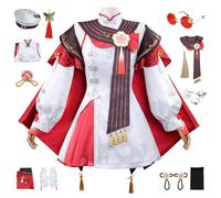 bi bi hou Genshin Impact Hutao Cosplay Completo con Peluca Disfraz de Genshin Costume Personajes del Juego Hutao New Skin Uniforme Navidad Halloween Carnaval Fiesta Etapa Rendimiento Traje