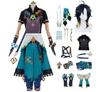 bi bi hou Genshin Impact Kinich Cosplay Completo con Peluca Disfraz de Genshin Kinich Costume Personajes del Juego Kinich Uniforme Navidad Halloween Carnaval Fiesta Etapa Rendimiento Traje