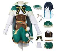 bi bi hou Genshin Impact Venti Cosplay Completo con Peluca Disfraz de Genshin Venti Costume Personajes del Juego Venti Uniforme Navidad Halloween Carnaval Fiesta Disfraces