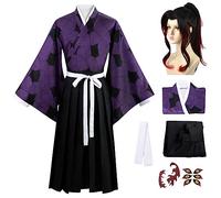 bi bi hou Kokushibo Cosplay con Peluca Disfraz de Kimetsu No Yaiba Costume Kokushibo Kimono Completo Navidad Halloween Carnaval Fiesta Etapa Rendimiento Anime Disfraces para Adultos
