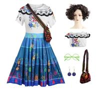 bi bi hou Mujer Disfraz de Mirabel con Peluca Mágica Mirabel Madrigal Cosplay Costume Vestido de Princesa Navidad Halloween Carnaval Fiesta Escenario Actuación Traje para Adultos