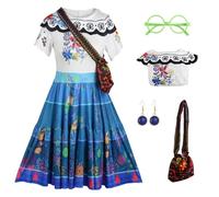 bi bi hou Mujer Disfraz de Mirabel con Peluca Mágica Mirabel Madrigal Cosplay Costume Vestido de Princesa Navidad Halloween Carnaval Fiesta Escenario Actuación Traje para Adultos